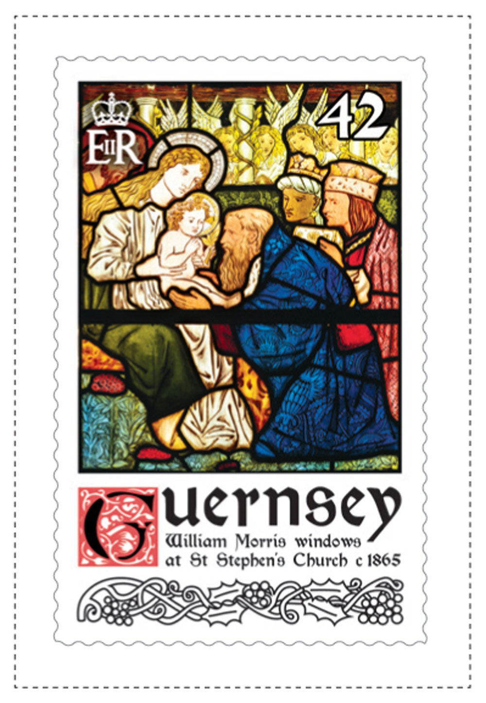 42p Stamp William Morris Stained Glass Windows